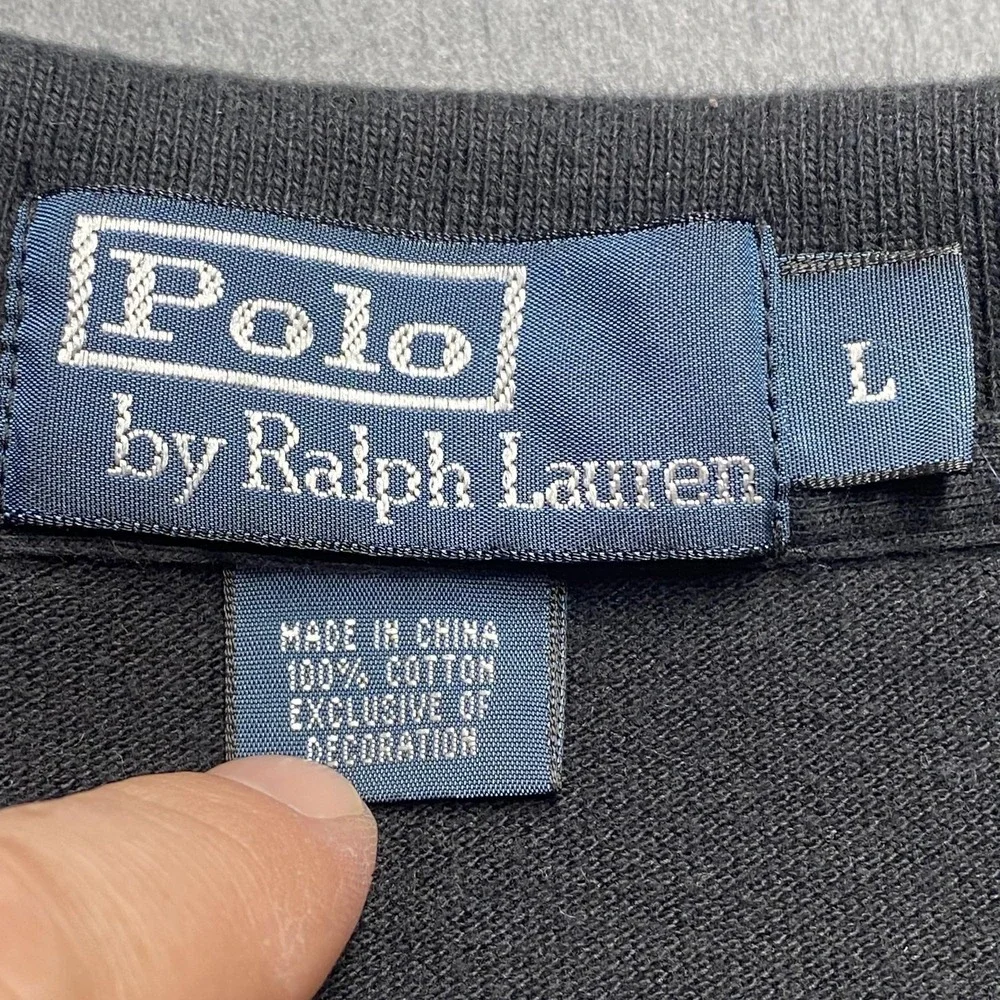 Polo Ralph Lauren Polo Shirt Mens Large Black Cotton Red‎ Pony Logo Short Sleeve